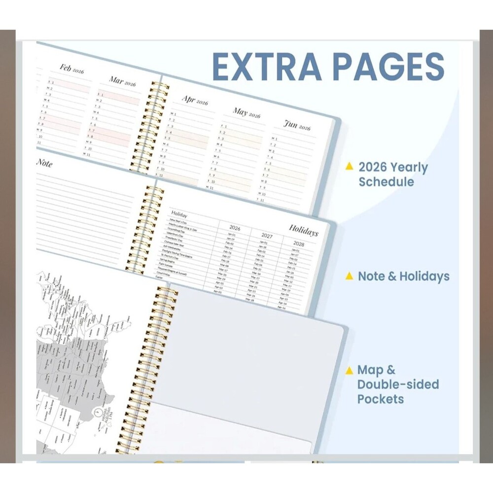 2026 Planner Weekly/Monthly Jan-Dec Monthly Agenda w/ Tabs - Blue - Picture 6 of 6